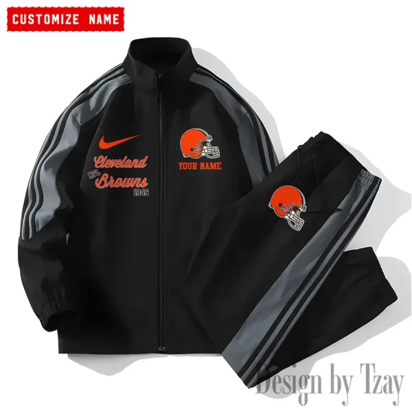 Cleveland Browns New Style Versatile Sports Set Jacket And Pants S9VSS2PS040 - Image 2