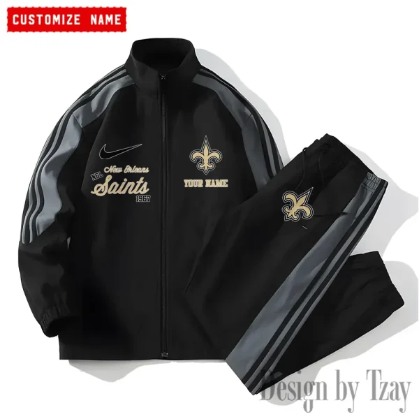 New Orleans Saints New Style Versatile Sports Set Jacket And Pants S9VSS2PS055 - Image 2