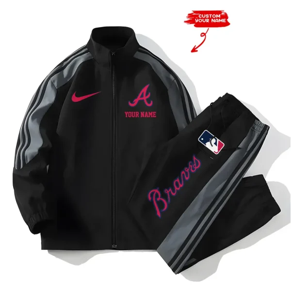 Atlanta Braves MLB New Style Versatile Sports Set Jacket And Pants S9VSS2PS066 - Image 2