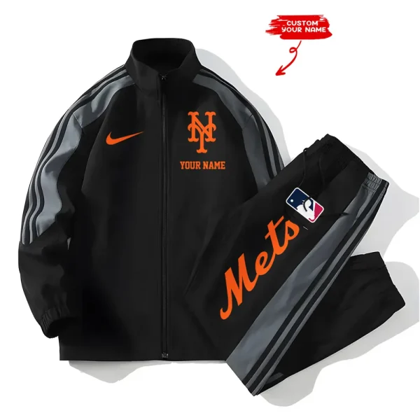 New York Mets MLB New Style Versatile Sports Set Jacket And Pants S9VSS2PS082 - Image 2