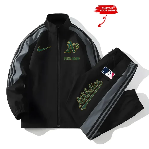 Oakland Athletics MLB New Style Versatile Sports Set Jacket And Pants S9VSS2PS084 - Image 2