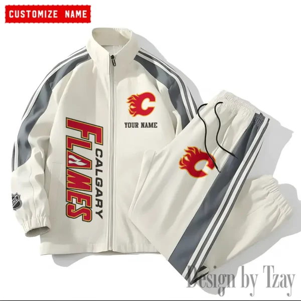 Calgary Flames NHL New Style Versatile Sports Set Jacket And Pants S9VSS2PS116