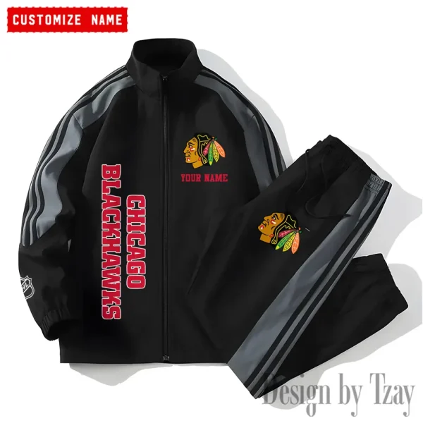 Chicago Blackhawks NHL New Style Versatile Sports Set Jacket And Pants S9VSS2PS119