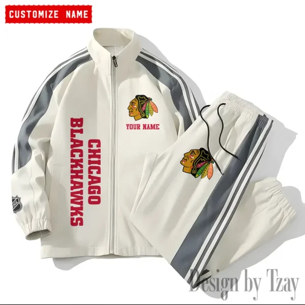 Chicago Blackhawks NHL New Style Versatile Sports Set Jacket And Pants S9VSS2PS119 - Image 2