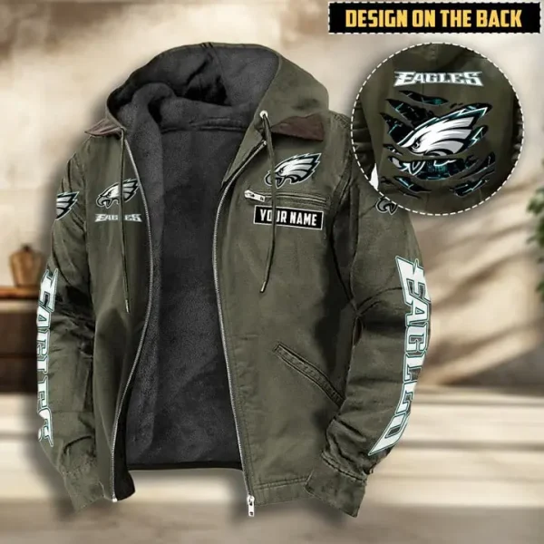 Philadelphia Eagles Men's Casual Padded Jacket Hooded VITHCJ173