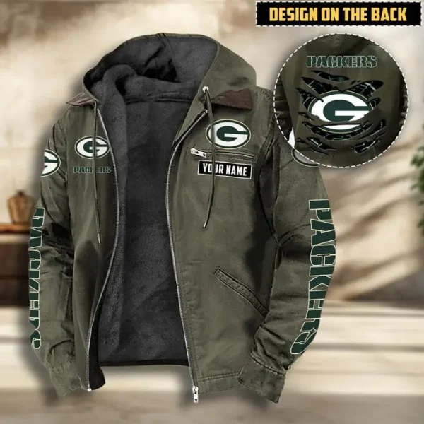 Green Bay Packers Men's Casual Padded Jacket Hooded VITHCJ159