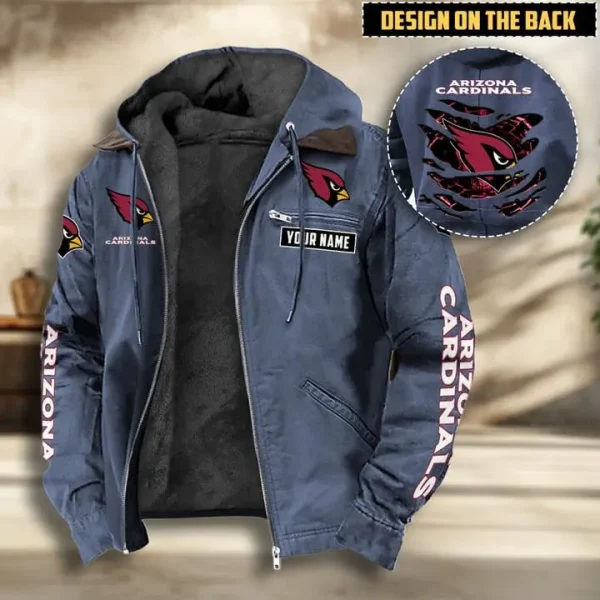 Arizona Cardinals Men's Casual Padded Jacket Hooded VITHCJ148 - Image 3