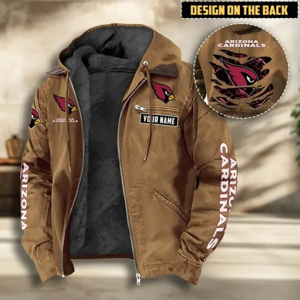 Arizona Cardinals Men's Casual Padded Jacket Hooded VITHCJ148