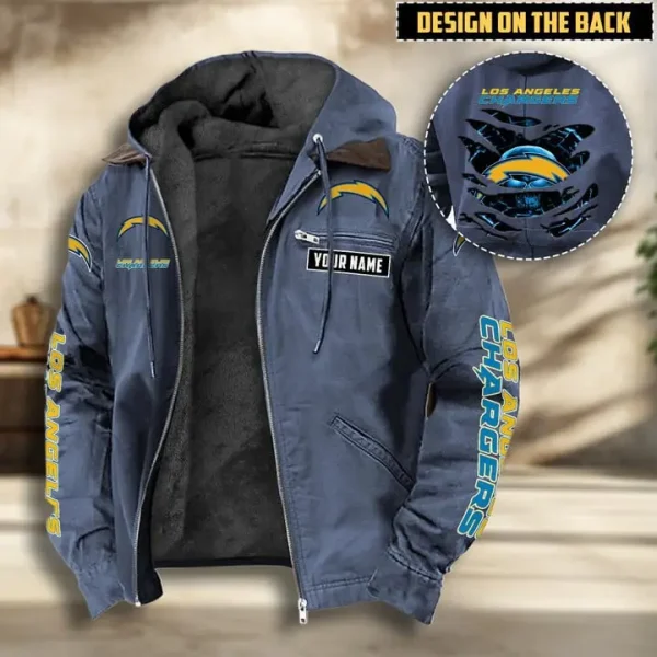 Los Angeles Chargers Men's Casual Padded Jacket Hooded VITHCJ165 - Image 2