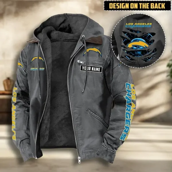 Los Angeles Chargers Men's Casual Padded Jacket Hooded VITHCJ165 - Image 4