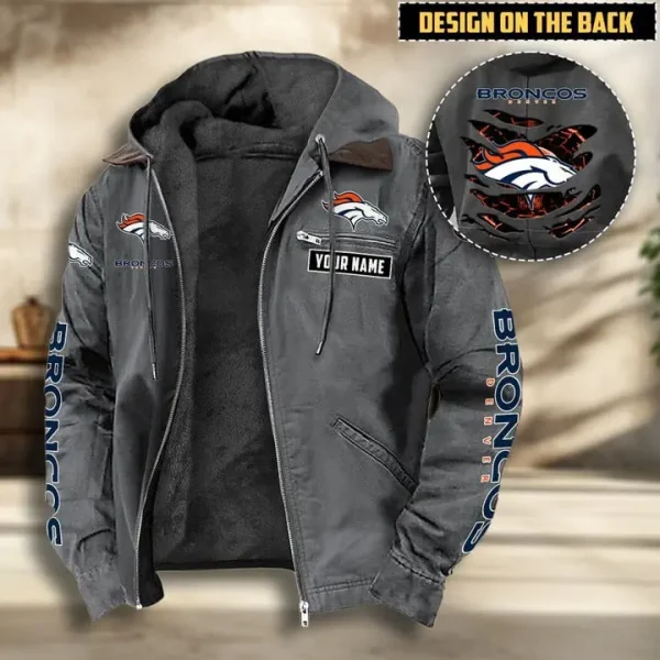 Denver Broncos Men's Casual Padded Jacket Hooded VITHCJ157