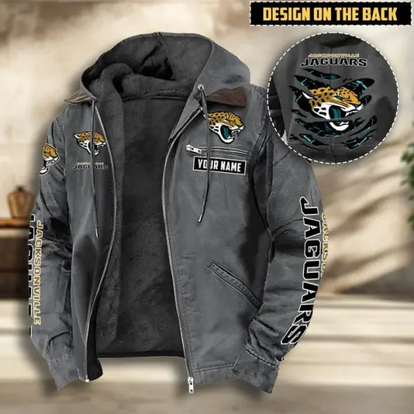 Jacksonville Jaguars Men's Casual Padded Jacket Hooded VITHCJ162 - Image 4