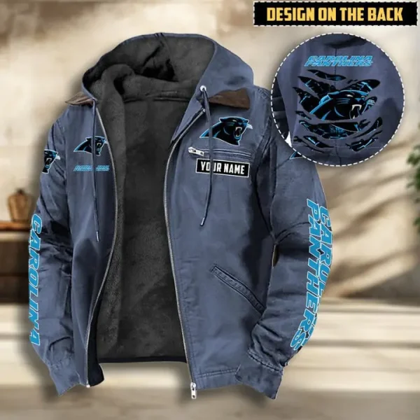 Carolina Panthers Men's Casual Padded Jacket Hooded VITHCJ152