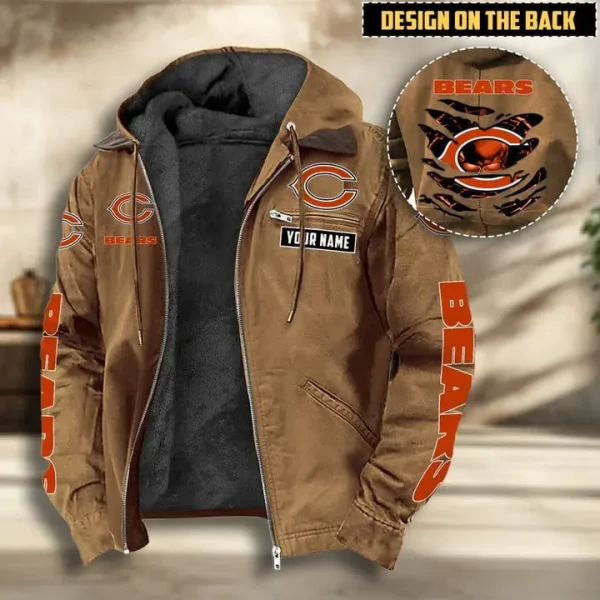 Chicago Bears Men's Casual Padded Jacket Hooded VITHCJ153