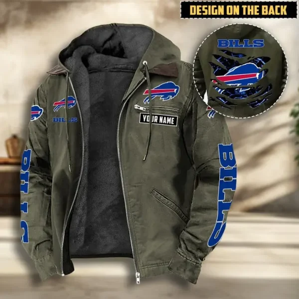 Buffalo Bills Men's Casual Padded Jacket Hooded VITHCJ151 - Image 2