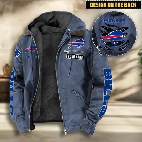 Buffalo Bills Men's Casual Padded Jacket Hooded VITHCJ151 - Image 3