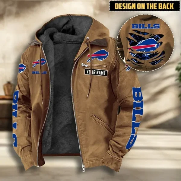 Buffalo Bills Men's Casual Padded Jacket Hooded VITHCJ151 - Image 4