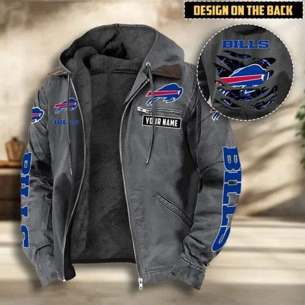 Buffalo Bills Men's Casual Padded Jacket Hooded VITHCJ151