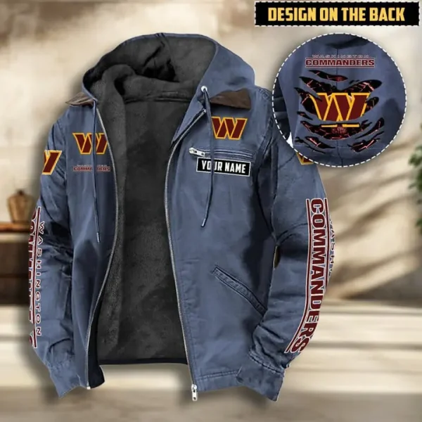 Washington Commanders Men's Casual Padded Jacket Hooded VITHCJ179 - Image 2