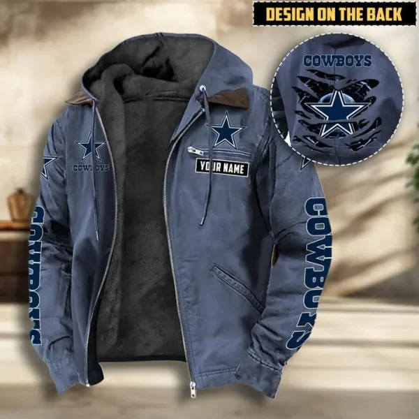 Dallas Cowboys Men's Casual Padded Jacket Hooded VITHCJ156 - Image 3