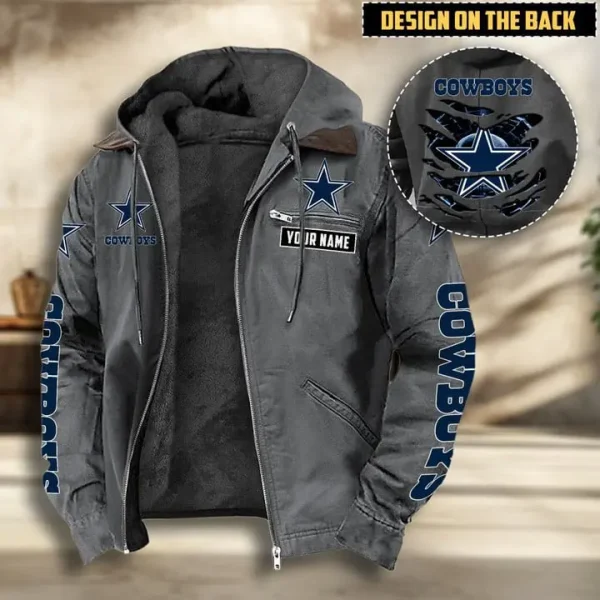 Dallas Cowboys Men's Casual Padded Jacket Hooded VITHCJ156