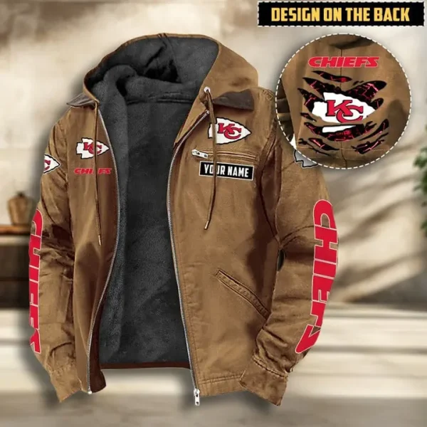 Kansas City Chiefs Men's Casual Padded Jacket Hooded VITHCJ163