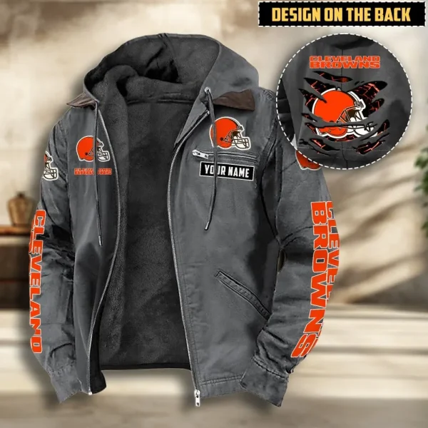 Cleveland Browns Men's Casual Padded Jacket Hooded VITHCJ155