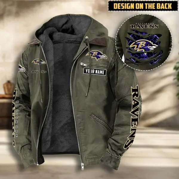 Baltimore Ravens Men's Casual Padded Jacket Hooded VITHCJ150