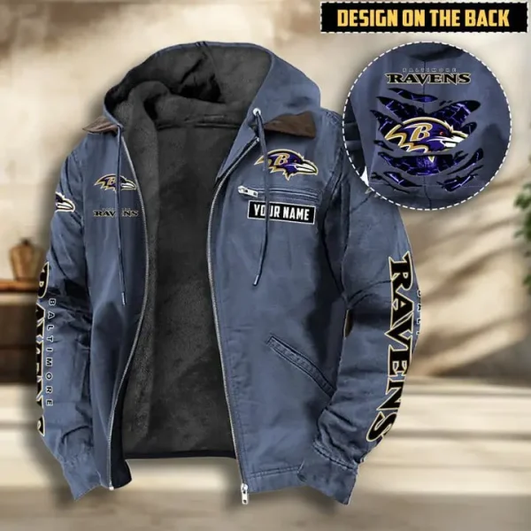 Baltimore Ravens Men's Casual Padded Jacket Hooded VITHCJ150 - Image 2