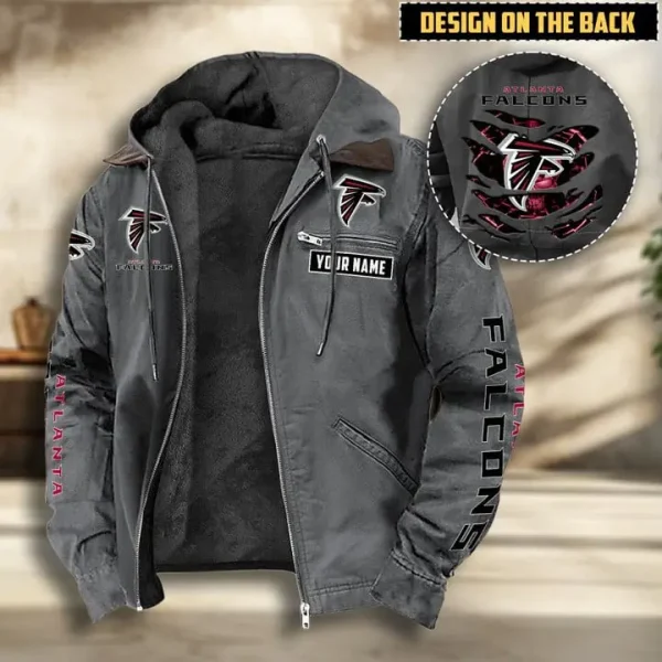 Atlanta Falcons Men's Casual Padded Jacket Hooded VITHCJ149