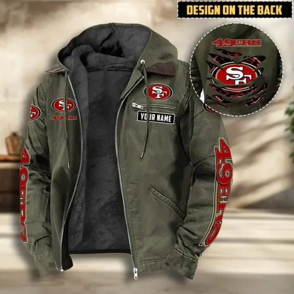 San Francisco 49ers Men's Casual Padded Jacket Hooded VITHCJ175 - Image 2