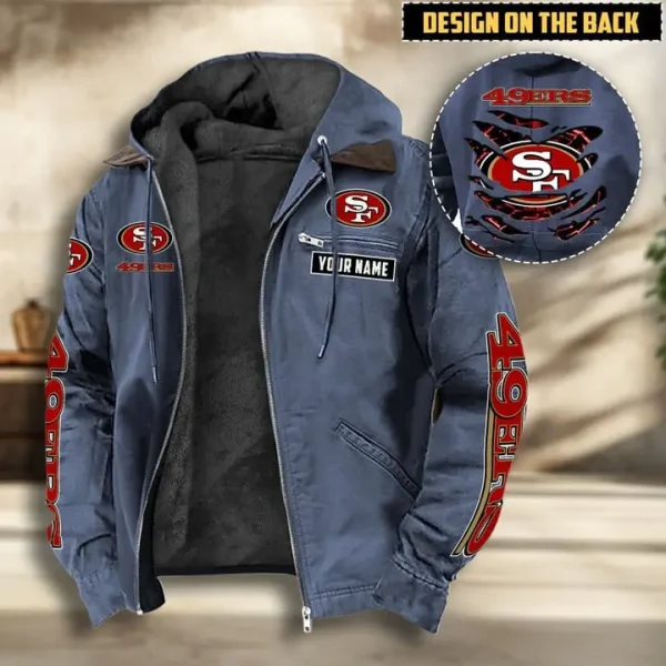 San Francisco 49ers Men's Casual Padded Jacket Hooded VITHCJ175 - Image 3