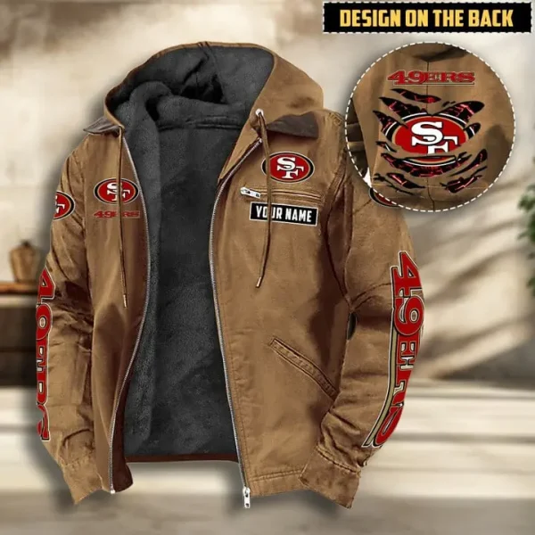 San Francisco 49ers Men's Casual Padded Jacket Hooded VITHCJ175