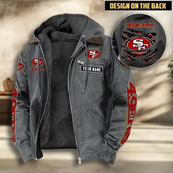 San Francisco 49ers Men's Casual Padded Jacket Hooded VITHCJ175 - Image 4