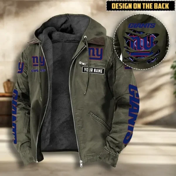 New York Giants Men's Casual Padded Jacket Hooded VITHCJ171