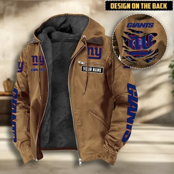 New York Giants Men's Casual Padded Jacket Hooded VITHCJ171 - Image 3