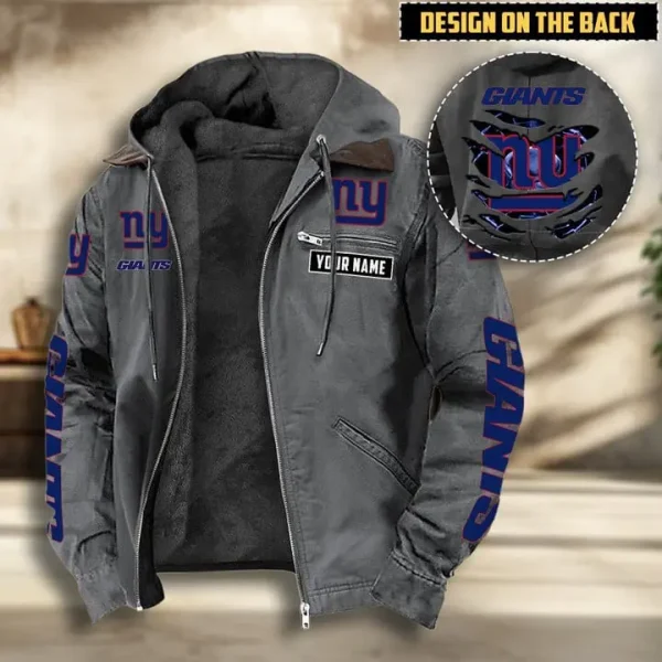 New York Giants Men's Casual Padded Jacket Hooded VITHCJ171 - Image 4