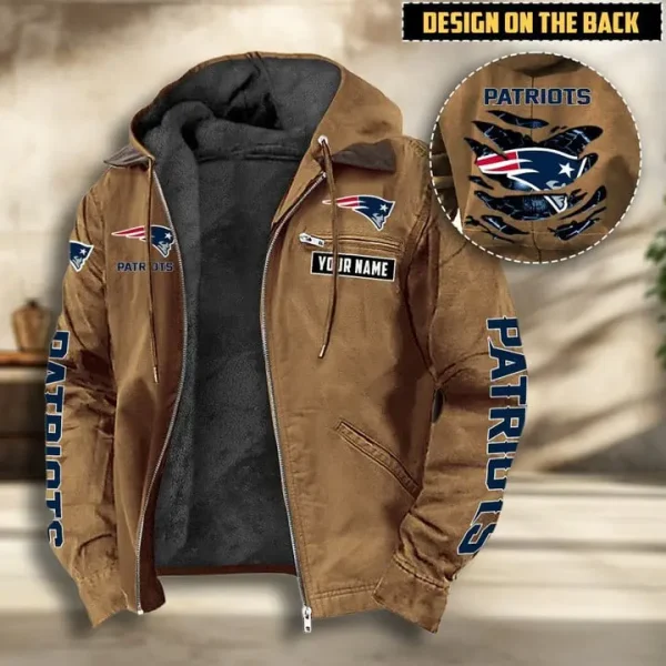 New England Patriots Men's Casual Padded Jacket Hooded VITHCJ169 - Image 4