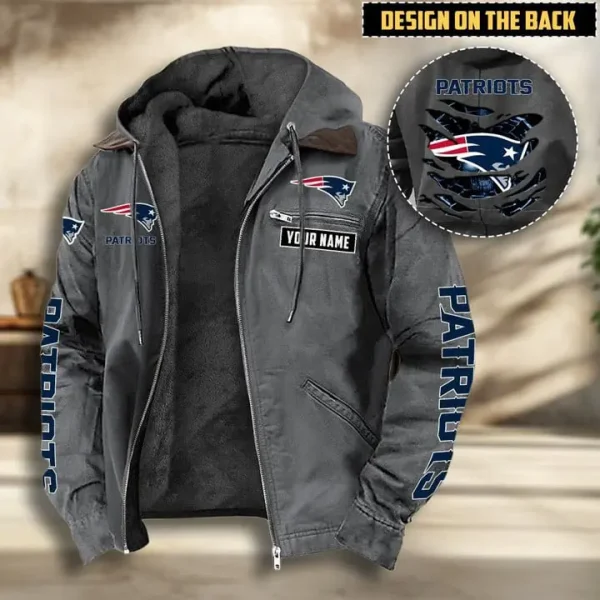 New England Patriots Men's Casual Padded Jacket Hooded VITHCJ169