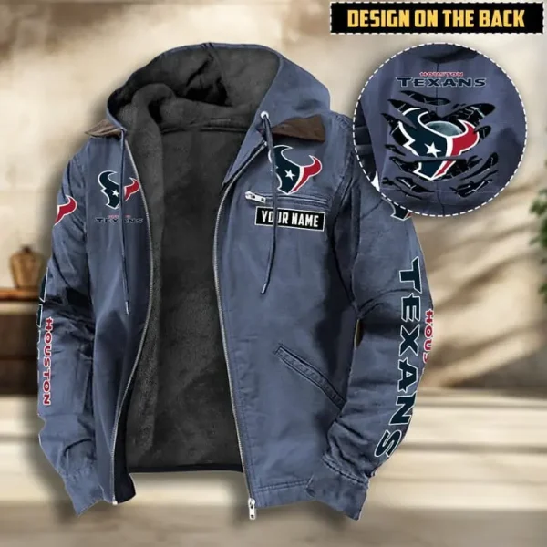 Houston Texans Men's Casual Padded Jacket Hooded VITHCJ160 - Image 3