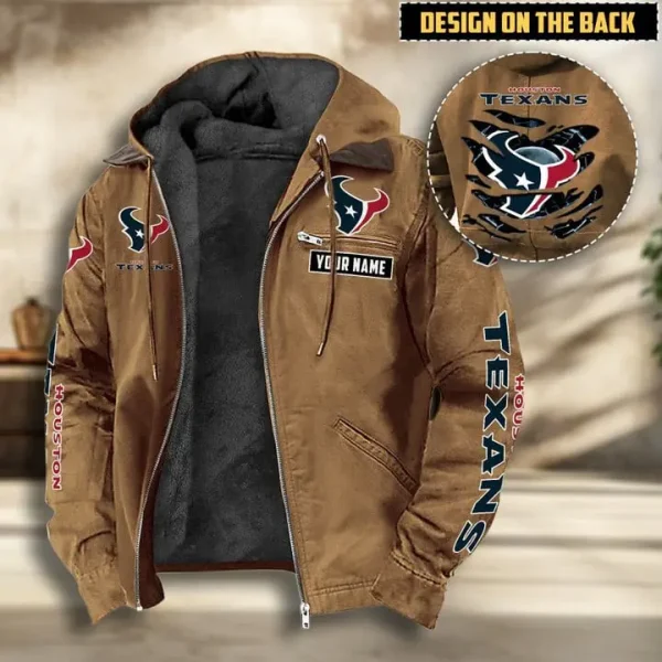 Houston Texans Men's Casual Padded Jacket Hooded VITHCJ160