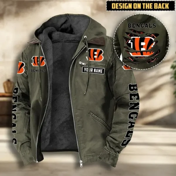 Cincinnati Bengals Men's Casual Padded Jacket Hooded VITHCJ154 - Image 2