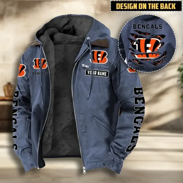 Cincinnati Bengals Men's Casual Padded Jacket Hooded VITHCJ154 - Image 3