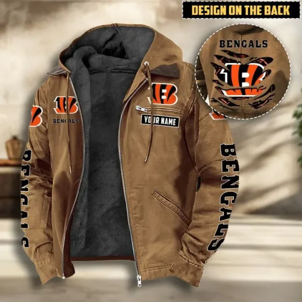 Cincinnati Bengals Men's Casual Padded Jacket Hooded VITHCJ154 - Image 4