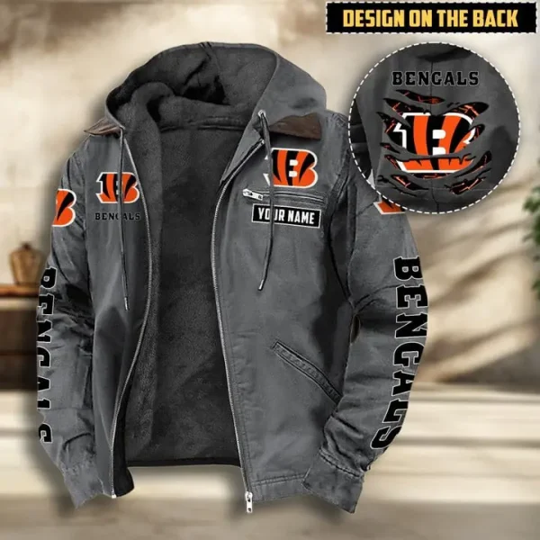 Cincinnati Bengals Men's Casual Padded Jacket Hooded VITHCJ154