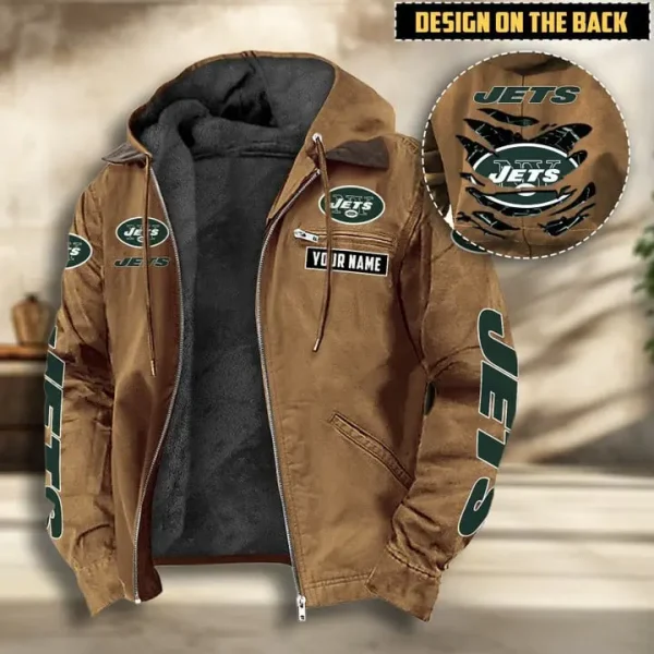 New York Jets Men's Casual Padded Jacket Hooded VITHCJ172 - Image 3