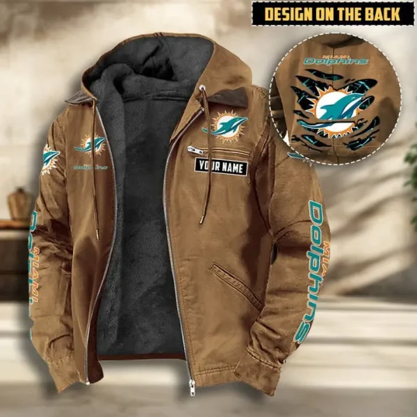 Miami Dolphins Men's Casual Padded Jacket Hooded VITHCJ167