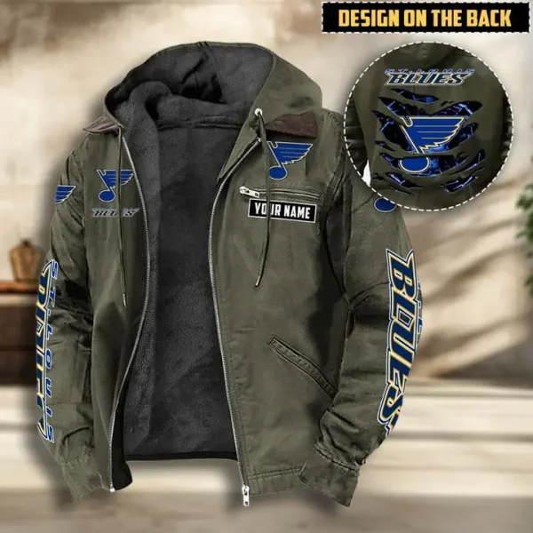 NHL St Louis Blues Men's Casual Padded Jacket Hooded VITHCJ205