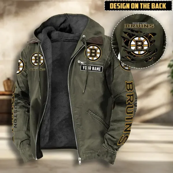 NHL Boston Bruins Men's Casual Padded Jacket Hooded VITHCJ182