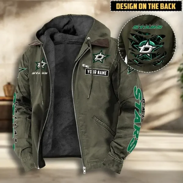 NHL Dallas Stars Men's Casual Padded Jacket Hooded VITHCJ189 - Image 2